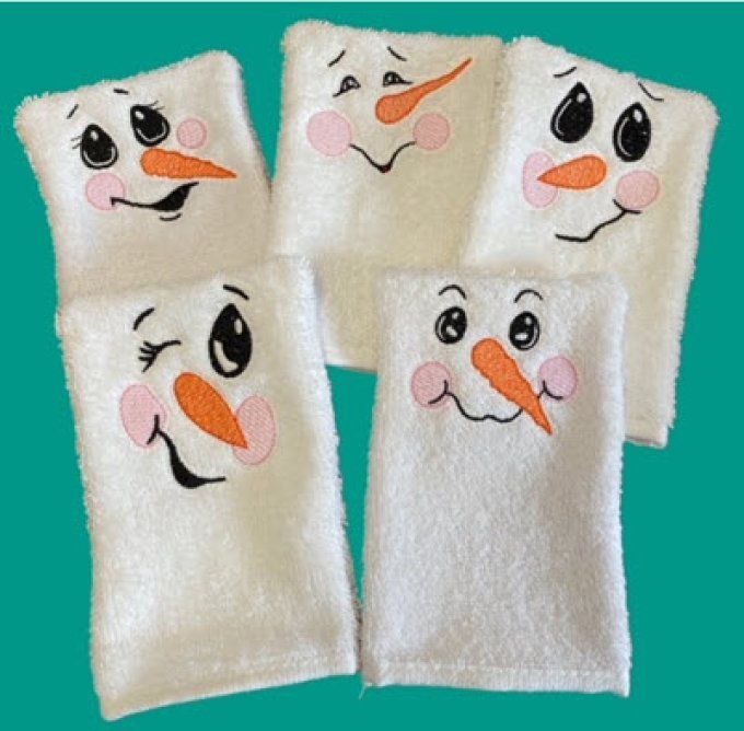 Les  gants  série  12, les bonhommes de neige