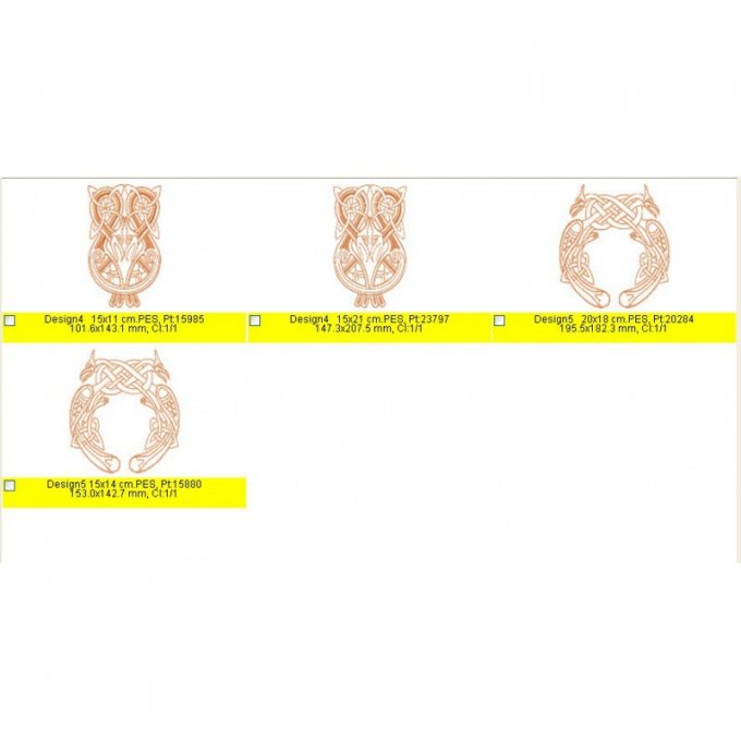 Oiseaux celtes et dragons celtes - set complet - 8 motifs