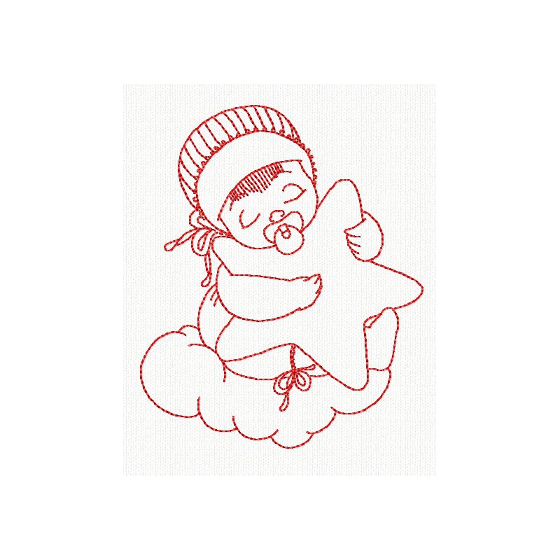 Bébé fille en redwork - motif n°2