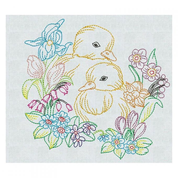 Redworks de pâques - multicolores - motif n°1