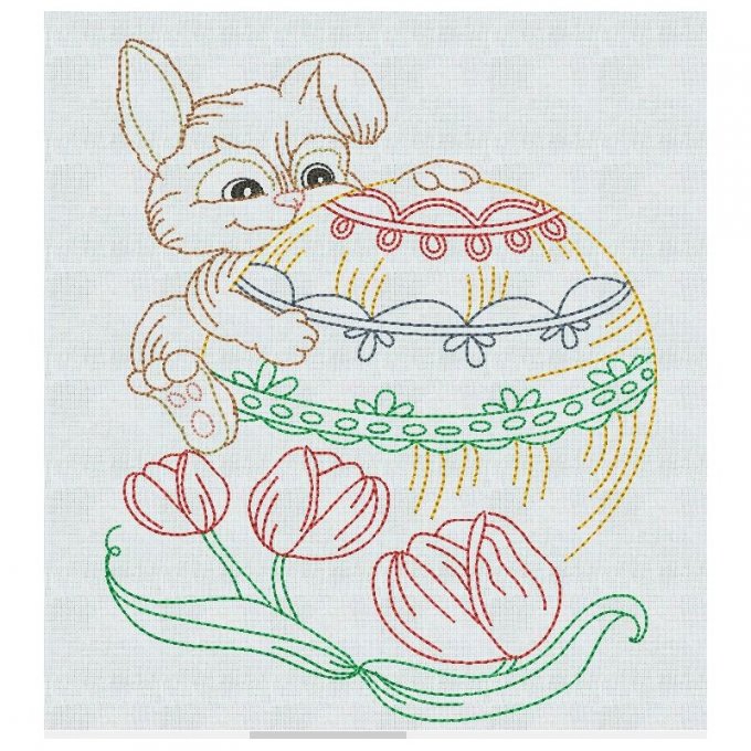 Redworks de pâques - multicolores - motif n°4