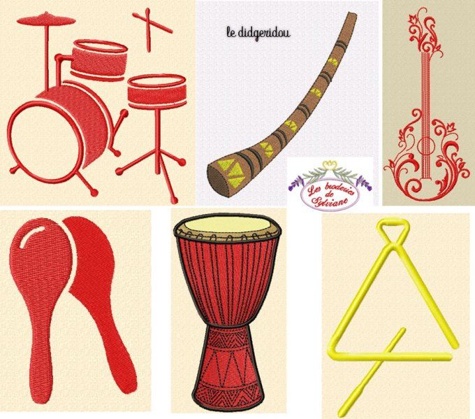 Instruments de musique - le triangle - Les-broderies-de-sylviane