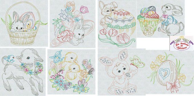 Redworks de pâques - multicolores - collection complète