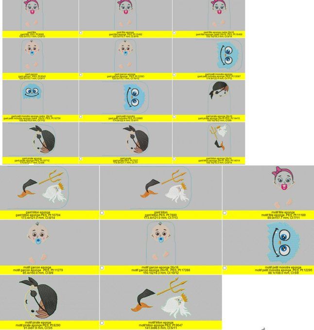 Les  gants  série  11 , la fille, le garçon, pirate, petit monstre et triton