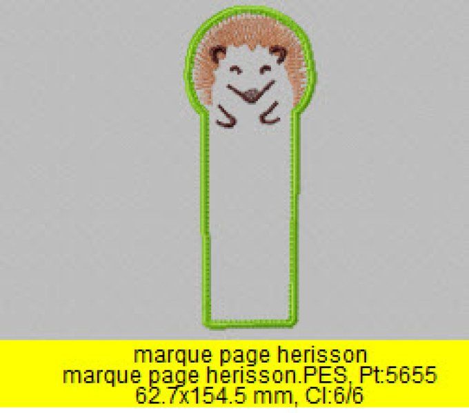 Marque page Hérisson