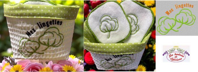 Motif panière lingette fleur de coton