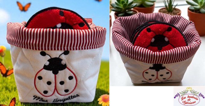 Motif panière lingette coccinelle