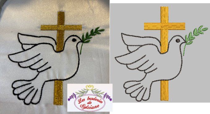 Colombe croix et branche