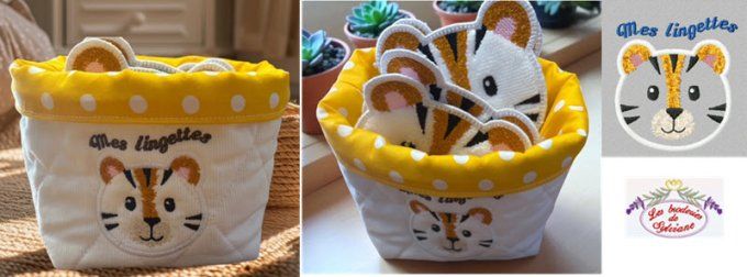 Motif panière lingette Tigre