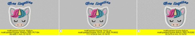 Motif panière lingette licorne