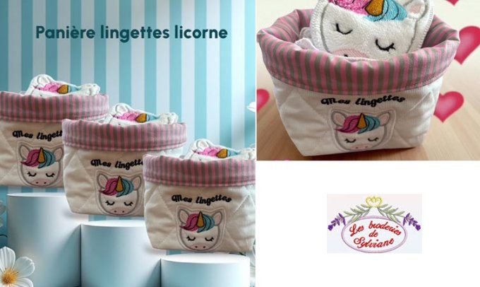 Motif panière lingette licorne