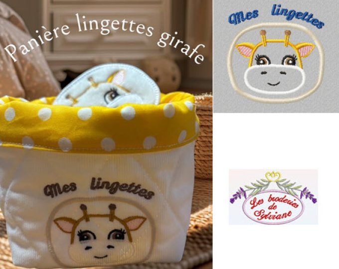 Motif panière lingettes girafe