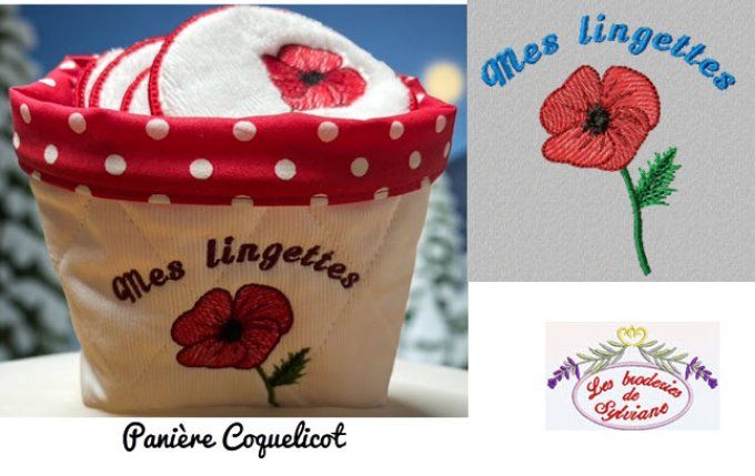 Motif panière lingette coquelicot