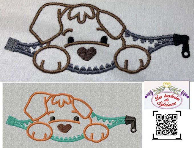 La fermeture chien en pt satin