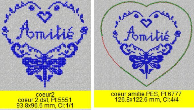 Coeur amitié point de croix