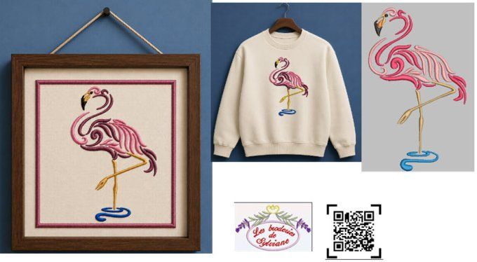 Le flamant rose en satin