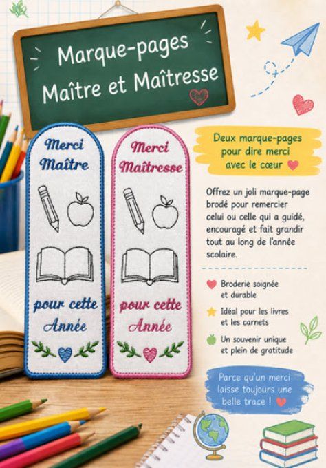 Marque page Maitre Maitresse, et porte clé 