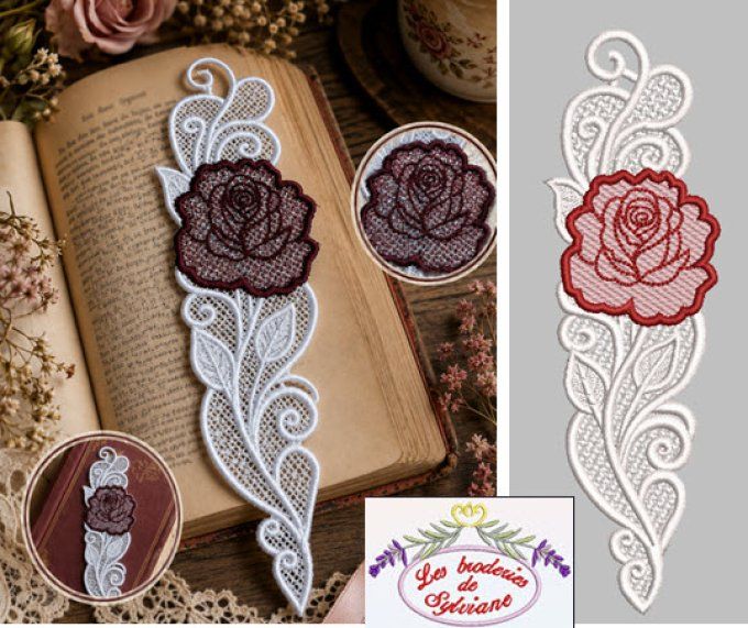 Marque page  FSL et rose en mylar