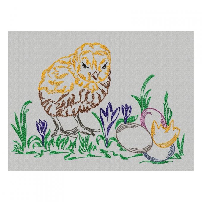 Coqs, poules et poussins - motif n°4