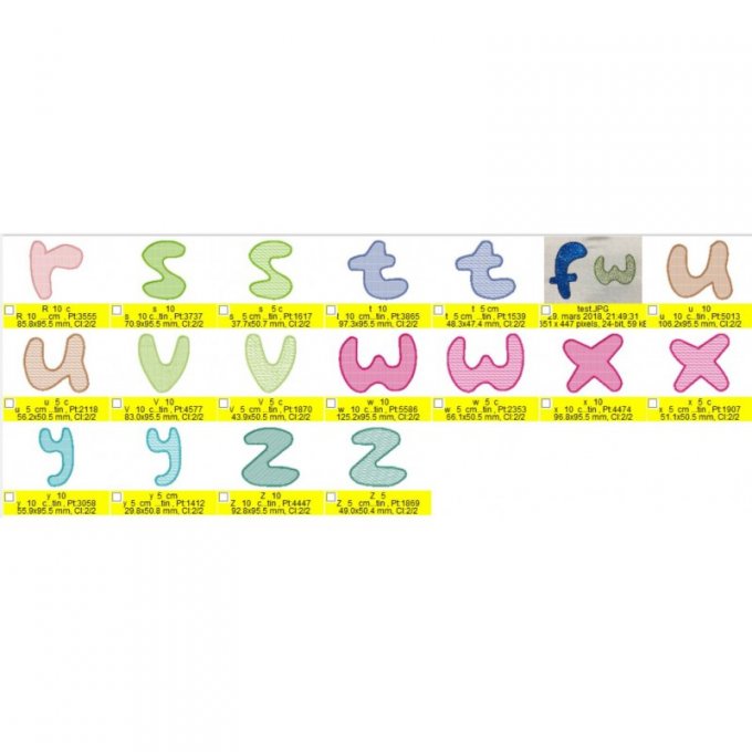 Alphabet mylar en minuscule