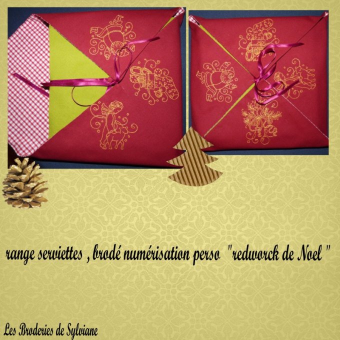 Noël 9 motifs redwork