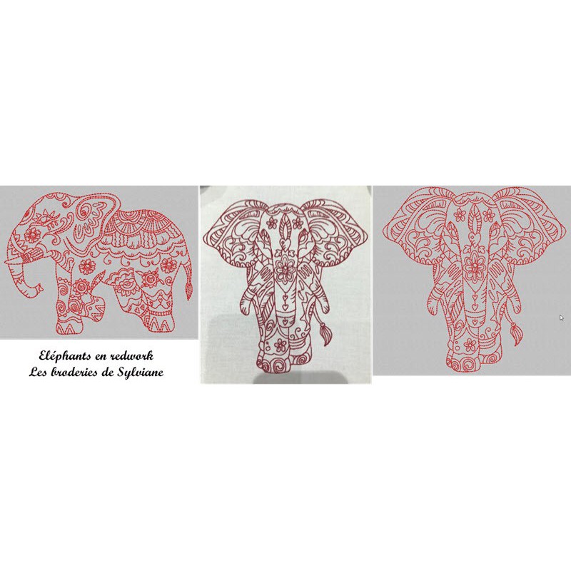 Les éléphants en redwork
