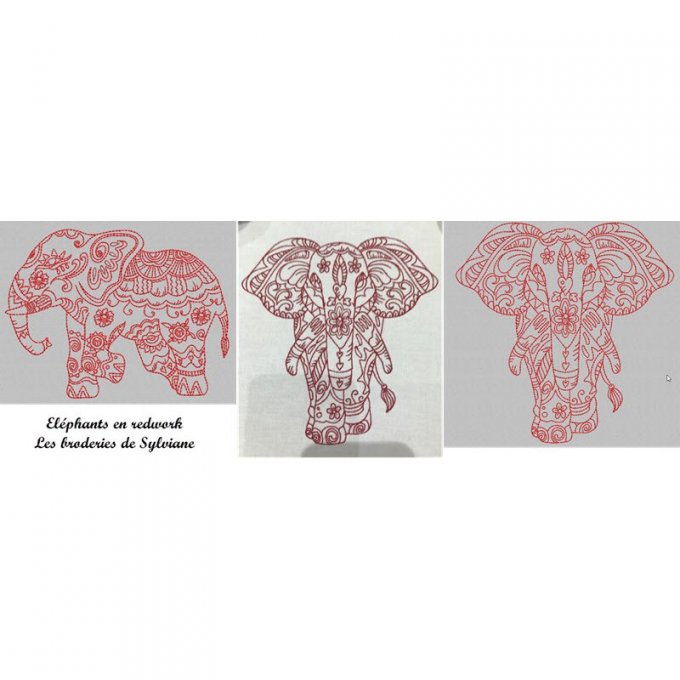 Les éléphants en redwork